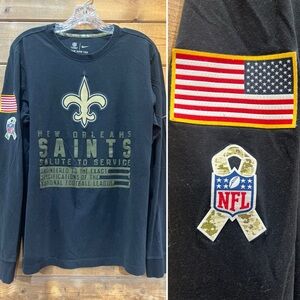 Nike Dri Fit Salute To Service New Orleans Saints Long Sleeve Crew Neck T Shirt